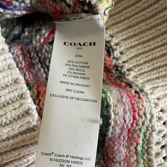 COACH Summer Stripes Soft Wool Mohair Blend Crew Neck Sweater Size‎ Small/Medium - Picture 7 of 7